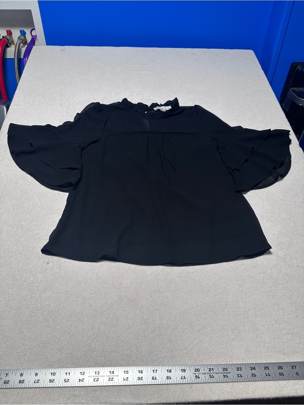 Monteau Black Ruffle Sleeve Blouse